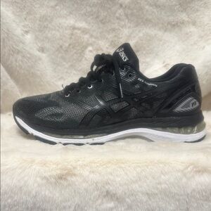 Asics ladies Gel Nimbus 19 Black and White Athletic Shoes with Mesh Ventilation